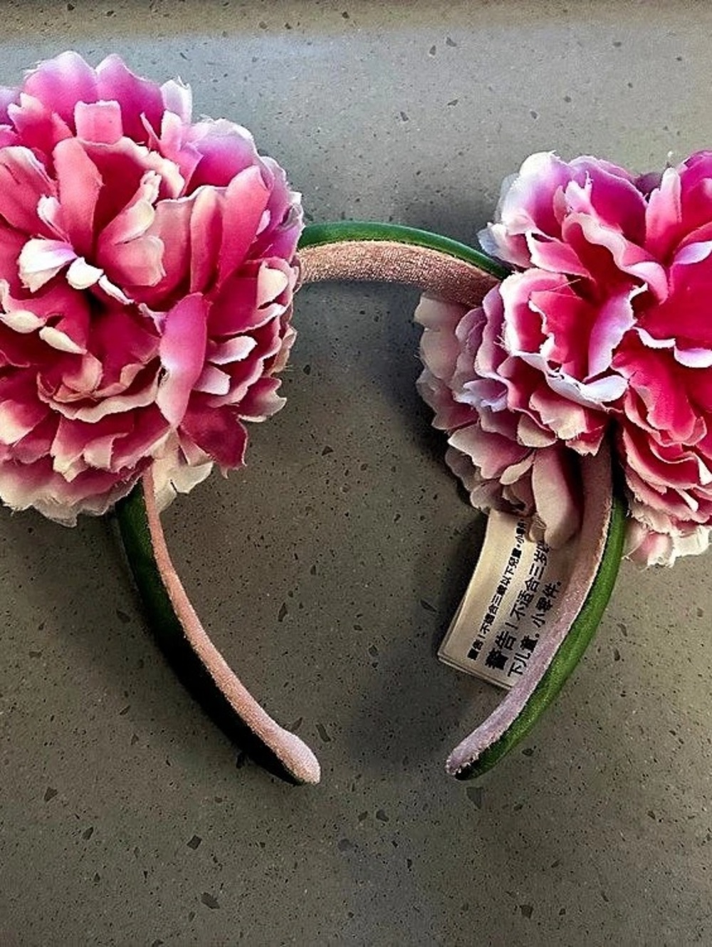 Disney Parks Pink Peony Minnie Mouse Ear Headband, Pink & Green